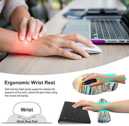 LATEEFAH Mouse Pad with Wrist Rest, 3-in-1 Gaming Mouse Pad, Keyboard Wrist Rest, Ergonomic Memory Foam Mousepad with Wrist Support for Computer Keyboard