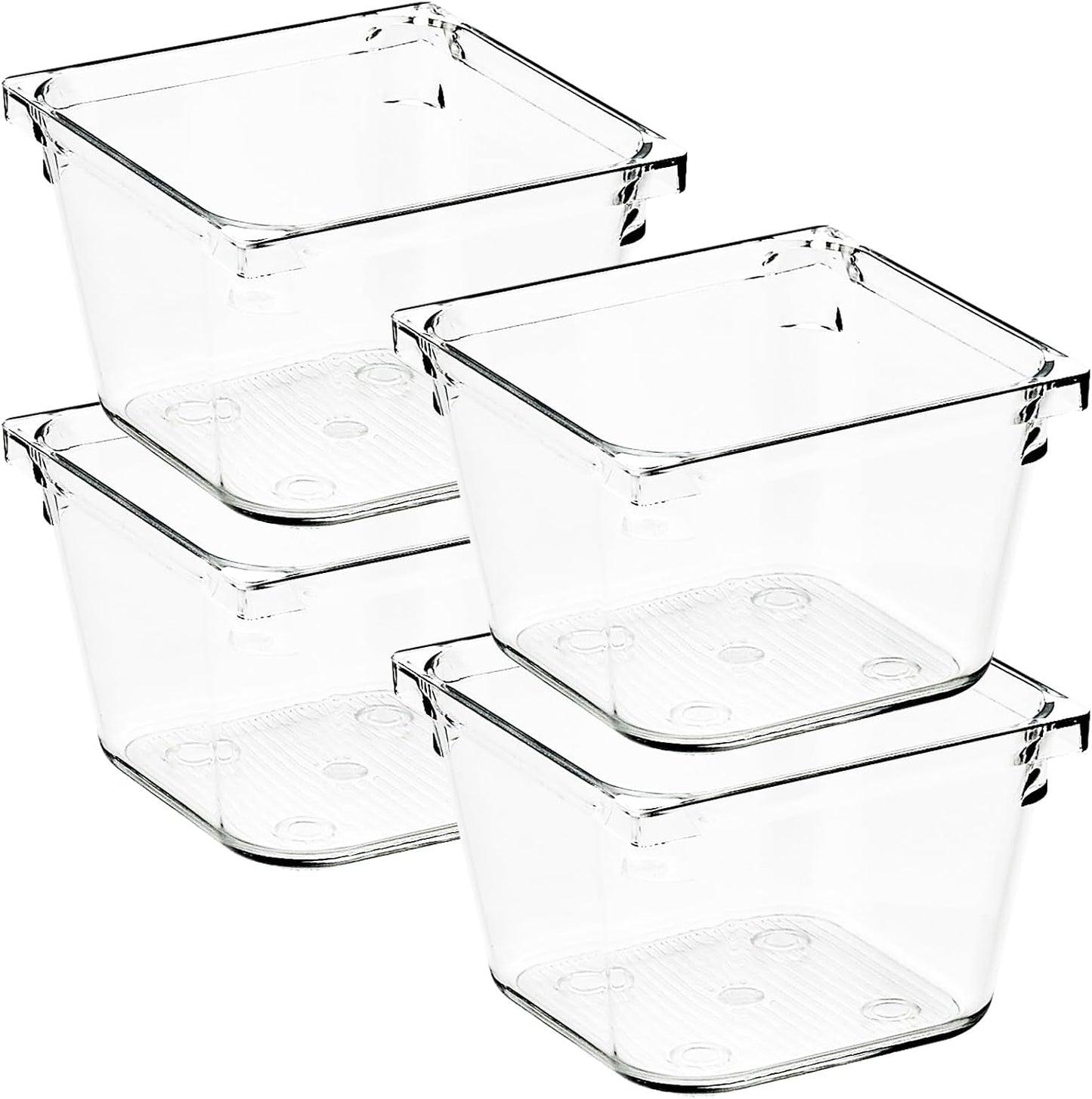 8 Pack Drawer Organizer - 3" X 3" Clear Acrylic Storage Bins with Non-Slip Pads, Versatile Desk Tray for Makeup, Jewelry, Kitchen, Bathroom, and Office Organization