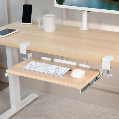 VIVO Large Clamp-on Computer Keyboard and Mouse Under Desk Slider Tray, 27 x 11 inch Pull Out Platform Drawer, White, MOUNT-KB05W