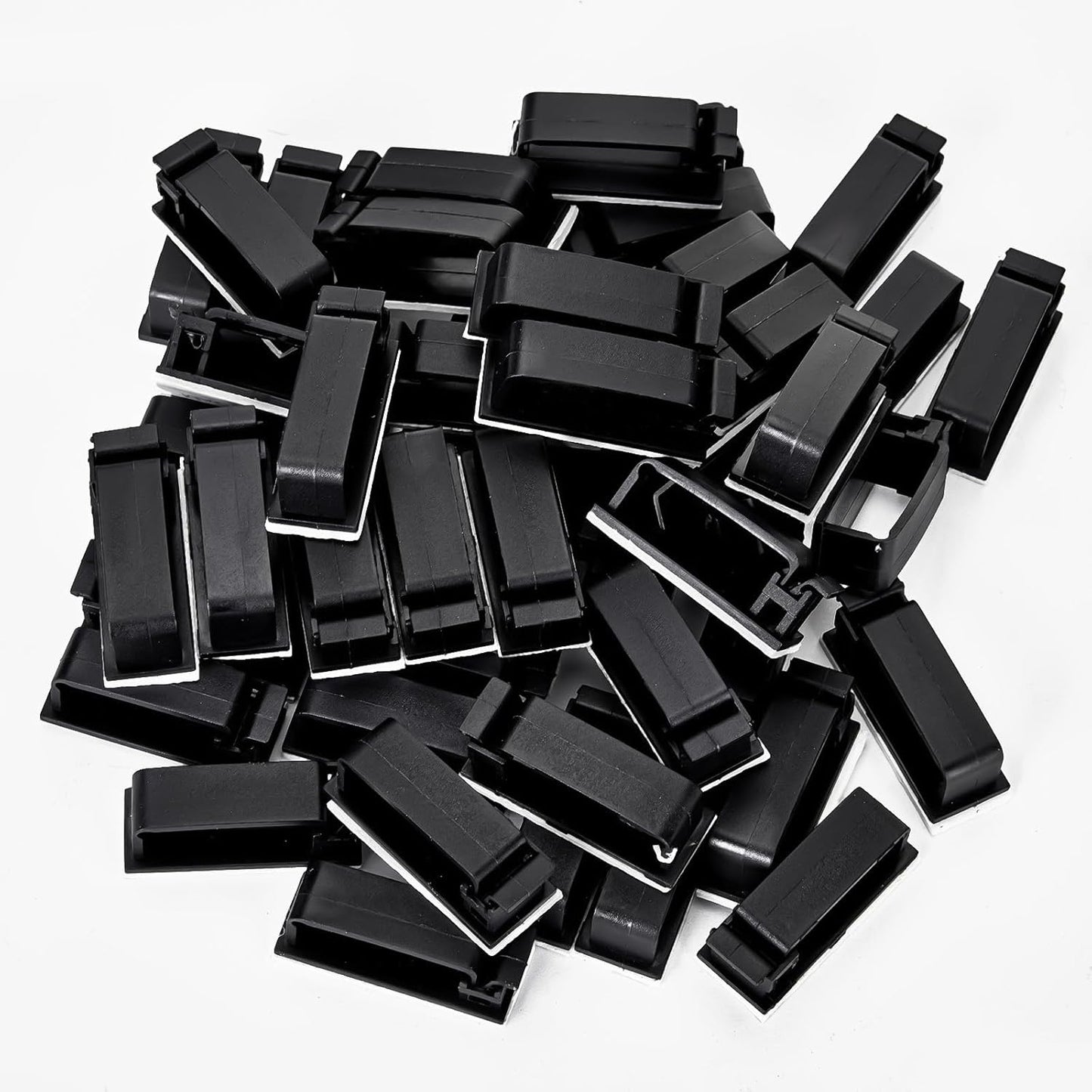 50Pcs Self Adhesive Cable Management Clips,Cable Organizers Wire Clips Cord Holder for PC Laptop Ethernet Cable Desktop Home Office(1.52’’ x 0.59’’ x 0.57’’, Black)