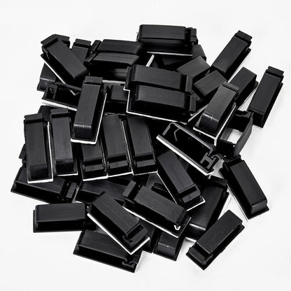 50Pcs Self Adhesive Cable Management Clips,Cable Organizers Wire Clips Cord Holder for PC Laptop Ethernet Cable Desktop Home Office(1.52’’ x 0.59’’ x 0.57’’, Black)