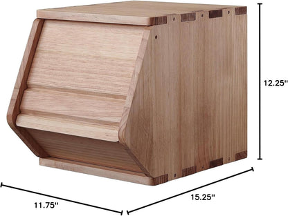 Stackable Solid Wood Storage Chest,Hall Entryway Cabinet,Bins with Lids,Modular Wooden Multi-use Box,Closet Storage Organizers,Drawers,Potato,Onion,Bread,Classify by Items,7.75”W(1 Pack)