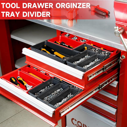 [60 PCS Upgraded] FLYVOLE Tool Box Organizer Tray, Toolbox Desk Drawer Organizer, Tool Box Tray, Toolbox Organization Storage for Rolling Tool Chest (60 PCS)