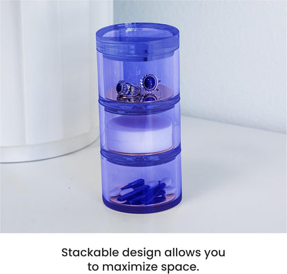 OfficeGoods 3-Tier Stackable Acrylic Holder- Stylish Desk Organizer and Storage for Office or Home – Transparent Round Design with Gold Metal Base