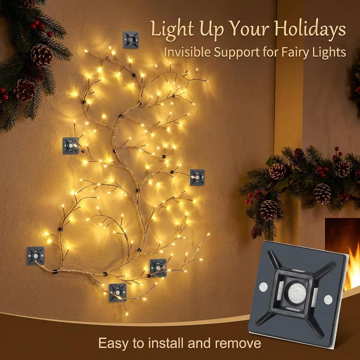 100 PCS 1" Adhesive Cable Tie Mounts – Strong Sticky Back Nylon Wire Holders for Cable Management in Home, Office, Car & Christmas Lights (BLACK-100)