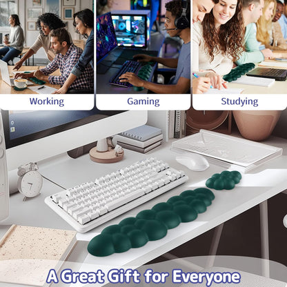 Sushret Cloud Wrist Rest Keyboard, Cloud Keyboard Wrist Pad Set with PU Leather Memory Foam, Cute Arm Rest for Palm Support, PC/Gaming Desk Accessories/Office Setup/Computer Hand Cushion - White