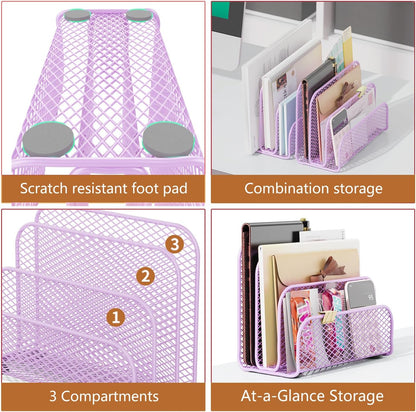 gianotter Mail Organizer Countertop, Metal File Holder with 3-Slot, Rose Gold Desk Accessories & Workspace Organizers (Rose Gold)