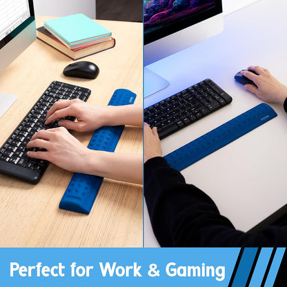 i-Rocks Memory Foam Keyboard Wrist Rest - Pain-Reducing Wrist Rest for Computer Keyboard - Non-Slip Rubber Base Wrist Rest - Cooling Keyboard Pad for Long Hours of Work, Studying, Gaming