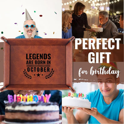 INNObeta Birthday Gifts for Men, Happy Birthday Valet Tray for Him, Male, Boyfriend, Son, Husband, Dad, Desktop Organizer PU Leather Tray - Legends are Born in September