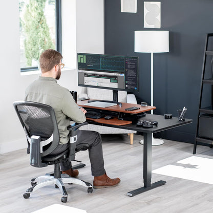 VIVO 26 inch Desk Converter, K Series, Height Adjustable Sit to Stand Riser, Dual Monitor and Laptop Workstation with Keyboard Tray, Black, DESK-V026KB