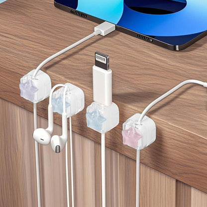 9Pack Magnetic Cable Clips for Nightstand, Adhesive Night-Glowing Cord Holder Organizer for Office Home Desk Wall Car (Star Cat Strawberry)