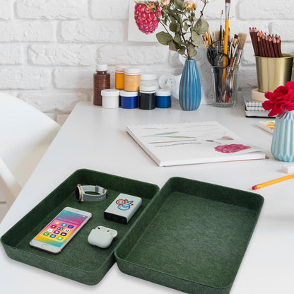 Welaxy 2-piece Office desk drawer organizer tray letter-size documents A4 paper book file Folder Holder storage bins (Orange + Green)