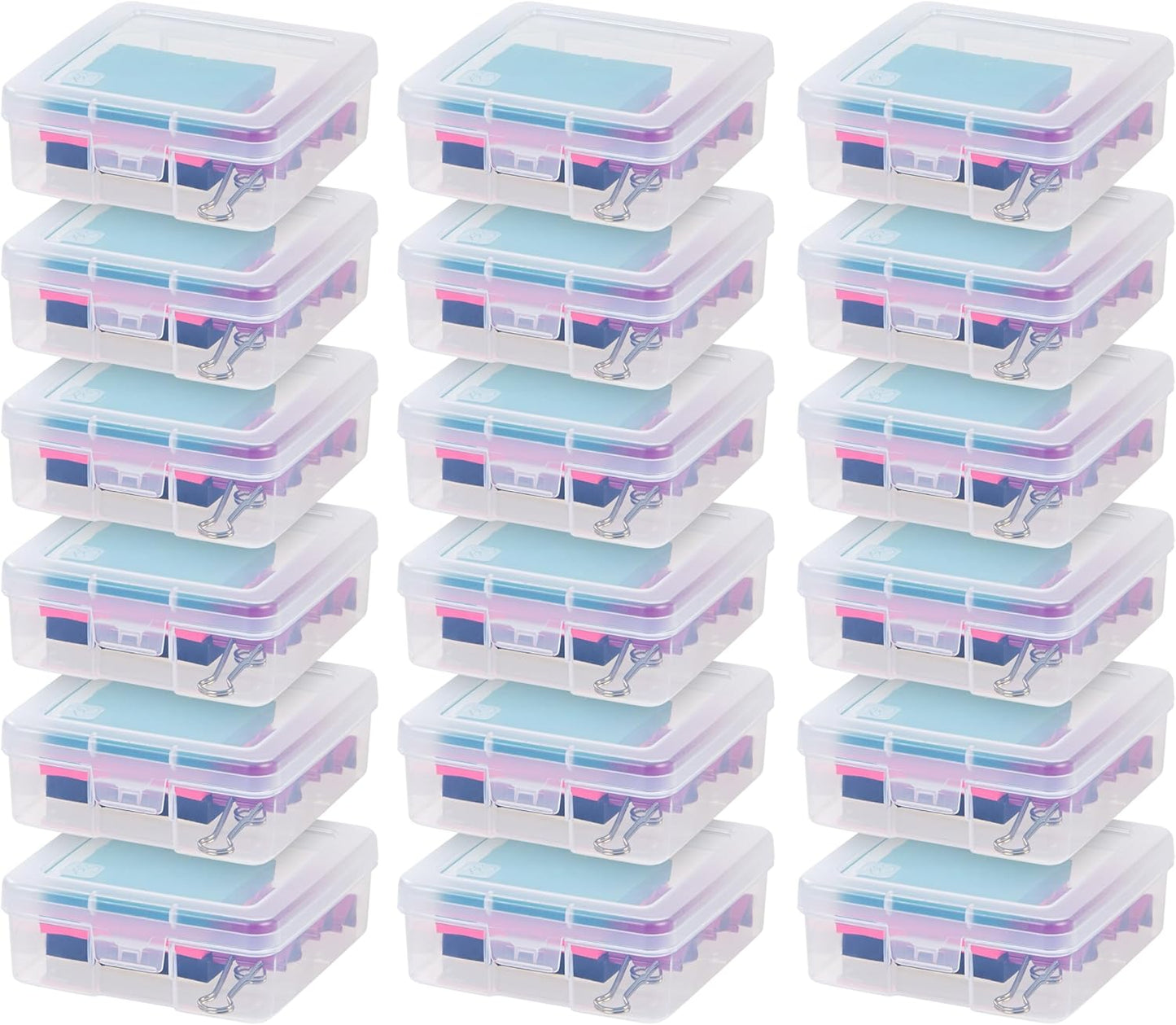 IRIS USA Pencil Case Boxes, 10-Pack, |Made in USA|, Plastic Bead Organizing Containers with Snap Lid for Arts, Crafts, Ephemera, Stickers, & Dance Cheer, Clear - Small