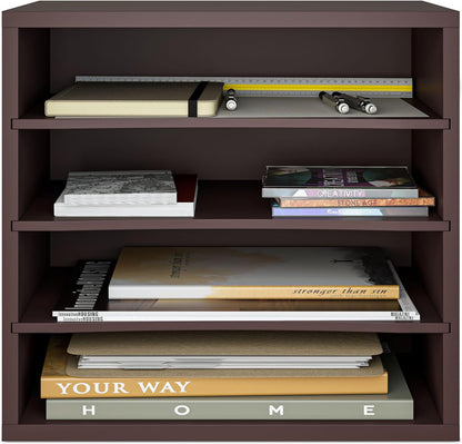 Ballucci 4-Tier Paper Organizer for Desk, Stackable Organizer Tray, Desk Storage Shelves, Stacking Letter Paper Tray Sorter for Classroom, Office, White