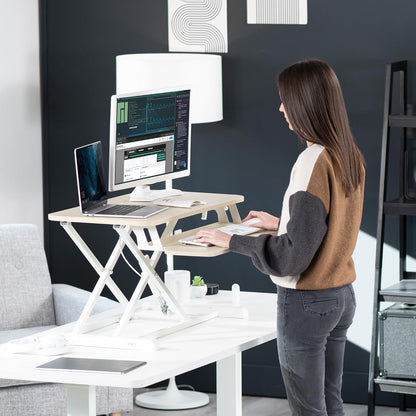 VIVO 26 inch Desk Converter, K Series, Height Adjustable Sit to Stand Riser, Dual Monitor and Laptop Workstation with Keyboard Tray, Black, DESK-V026KB