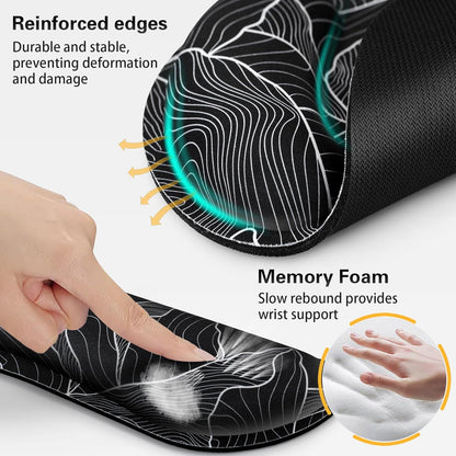 Mouse Pad with Wrist Rest Set, Qomolama 3-in-1 Wrist Support Mouse Pad Set, Floral Gaming Mousepad with Anti-Skid Base,Ergonomic Mouse Pad,Memory Foam Keyboard Gel Wrists Rest