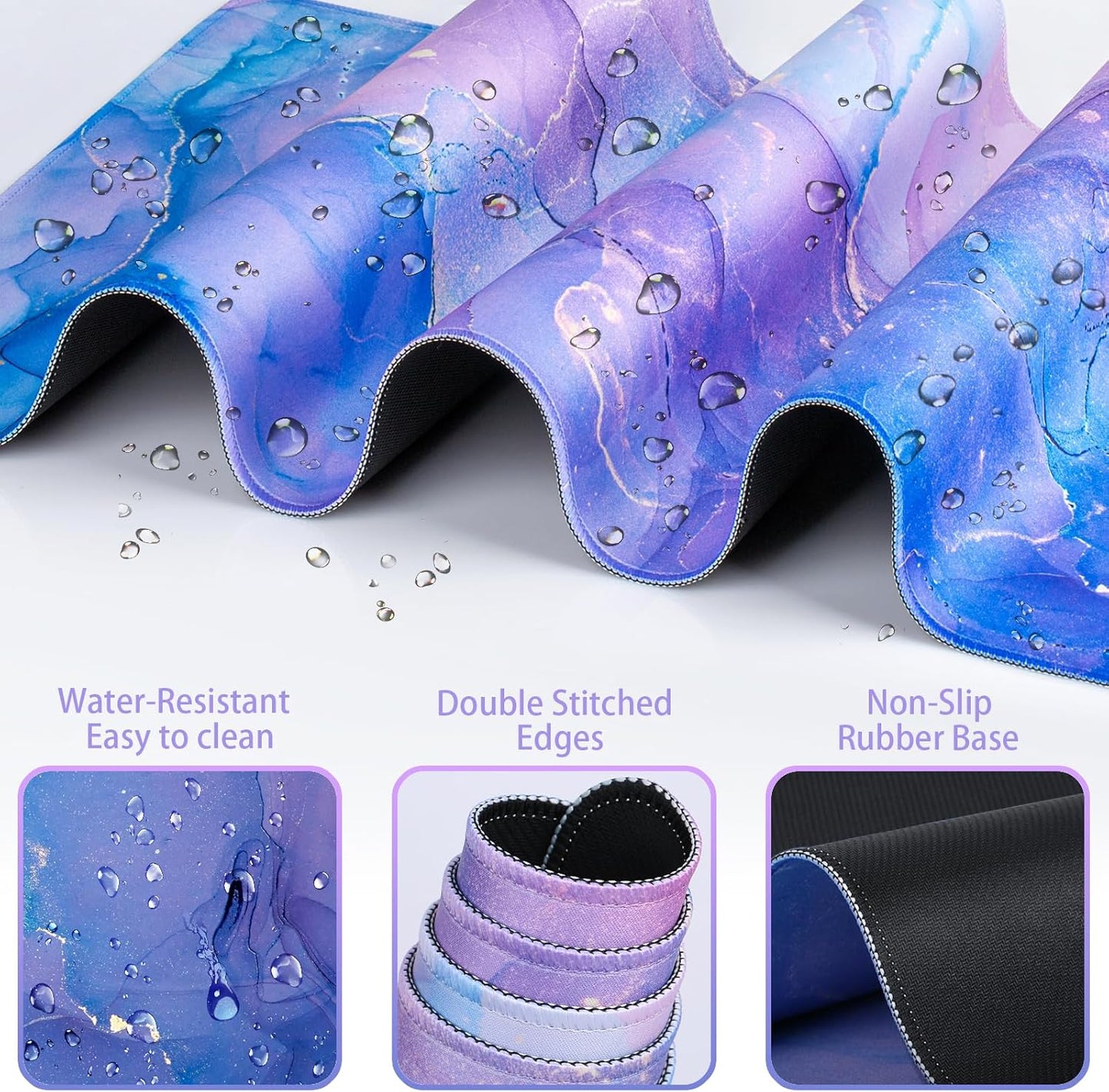 Desk Mat, Large Gaming Mouse Pad with Wrist Rest, 4in1 XXL Mousepad+Keyboard Wrist Rest+Mouse Pad Wrist Support+Cup Coaster Set Ergonomic Floral Computer Desk Arm Wrist for Decor Home Office Women