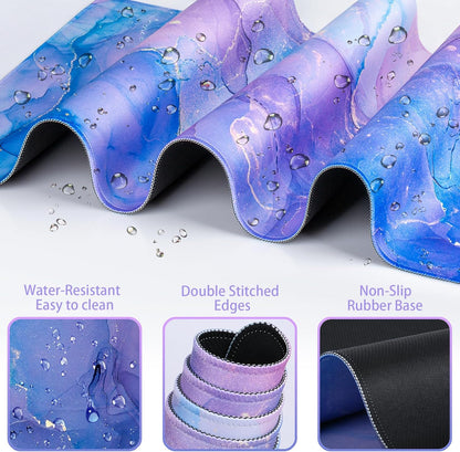 Desk Mat, Large Gaming Mouse Pad with Wrist Rest, 4in1 XXL Mousepad+Keyboard Wrist Rest+Mouse Pad Wrist Support+Cup Coaster Set Ergonomic Floral Computer Desk Arm Wrist for Decor Home Office Women