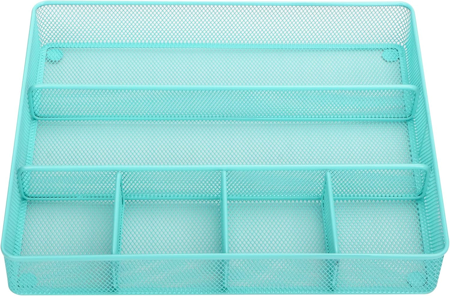 Annova Desk Drawer Organizer Tray for Office Organization - Metal Mesh - Storage Tray with Dividers for Pens, Desktop Accessories, Bathroom, Kitchen, Makeup and Office Supplies (Small, Gold)