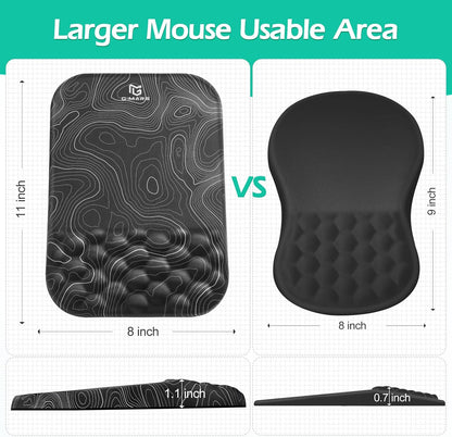 Gimars Elongate Smooth Lycra Fabric Ergonomic Mouse Pad Wrist Support, Gel Memory Foam Cushion Set Keyboard Wrist Rest Support, Pain Relieve for Computer, Laptop, Office, School, Home, Gaming, Black