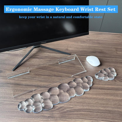 Computer Keyboard Stand with Gel Keyboard Wrist Rest, Tilted Acrylic Keyboard Holder - Ergonomic Wrist Rest Support Keyboard for Typing Pain Relief，Suitable for Office/Computer/Laptop/Gaming