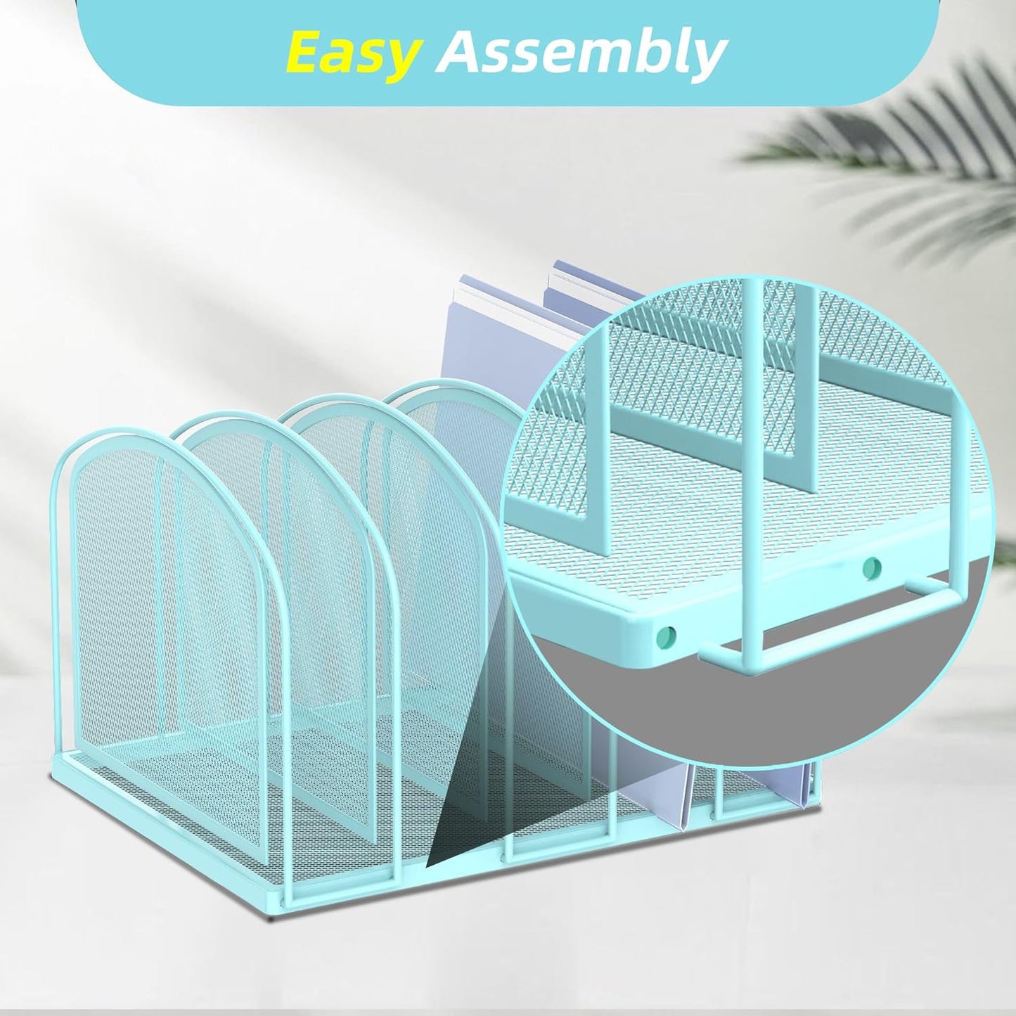 SUPEASY File Organizer for Desk, 5-Section Mesh Desk Organizer, Vertical File Holder Desktop Organizer File Sorter, File Folder Holder for Office Supplies, Black