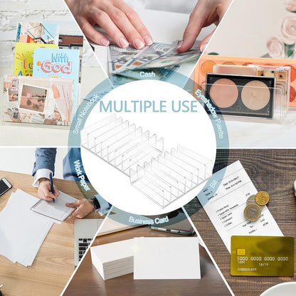Geetery 4 Pcs Acrylic Cash Tray for Cash Stuffing Mail Sorter Organizer Clear Desk Envelope Organizer for Sorting Mail Envelope Bill Business Card Eyeshadow Palette(7 Slot)