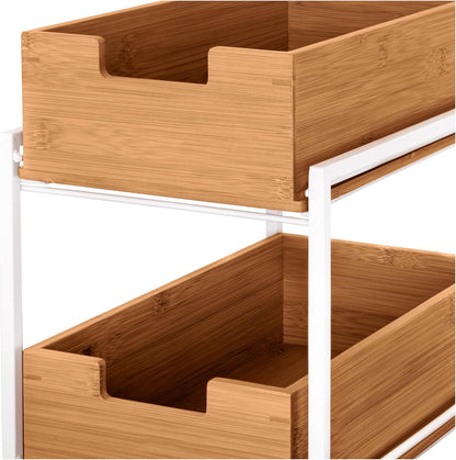 Seville Classics Bamboo Premium Organizer Storage Bins for Kitchen Silverware, Pantry, Closet, Office Desk, Pens, Utensils, Makeup, K Cup, Bamboo, Bag Holder Bin Set (4 Piece)
