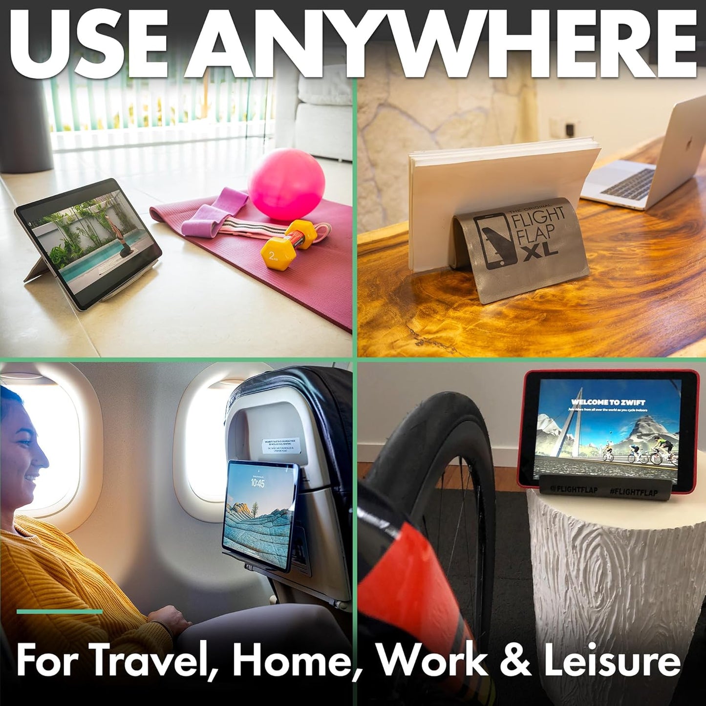 Flight Flap Airplane Phone Holder, Flexible Cell Phone Holder, Folding Cellphone Stand for Desk, Bed, Office, Treadmill - Airplane Gadgets for Long Travel Accessories - Plane Essentials (Silicone)