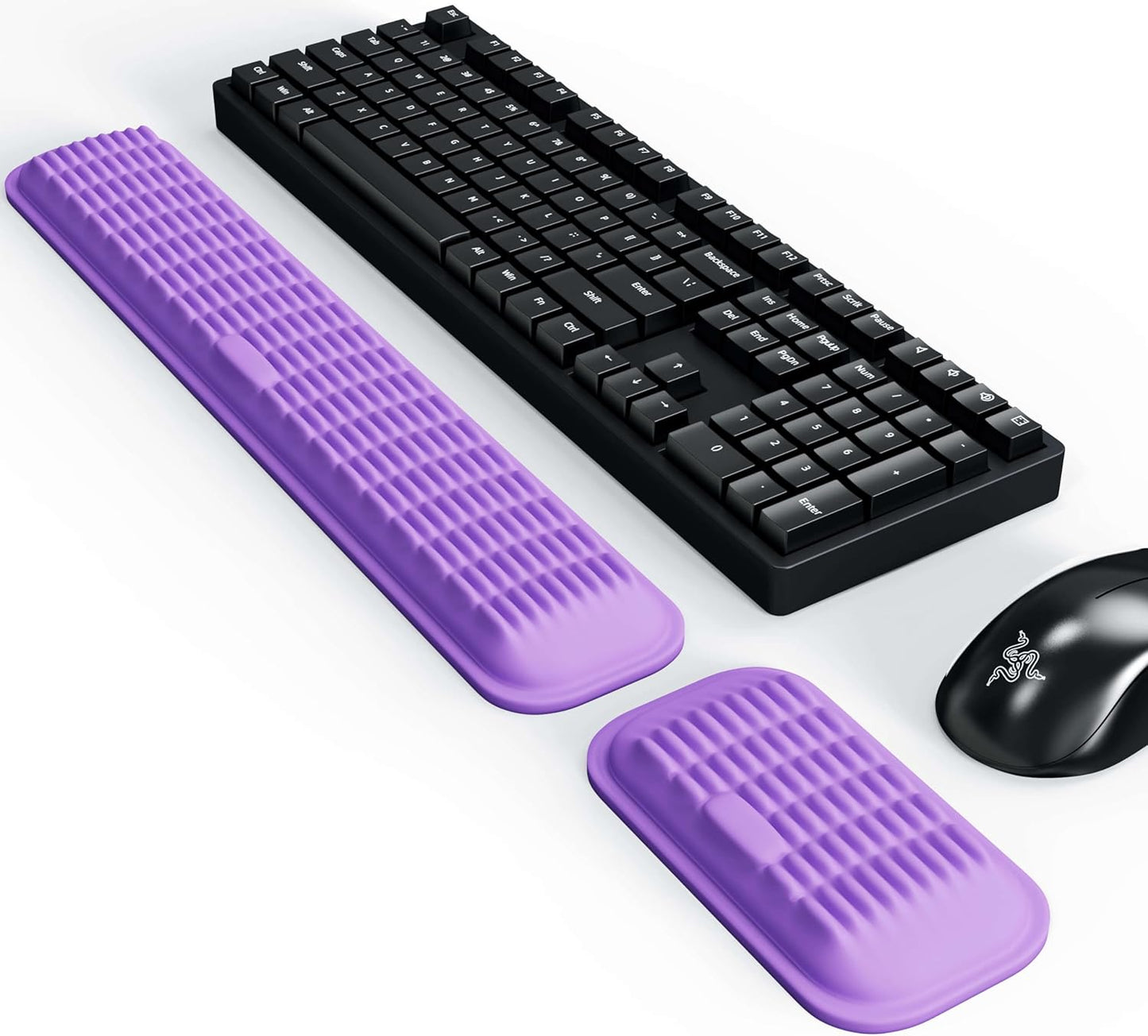 MEKASS Ergonomic Wrist Rest for Keyboard and Mouse, Soft Memory Foam Keyboard Wrist Rest Set with Non-Slip Silicone Base, Easy Typing, Pain Relief, Comfort for Office, Work, Gaming (Classic Black)