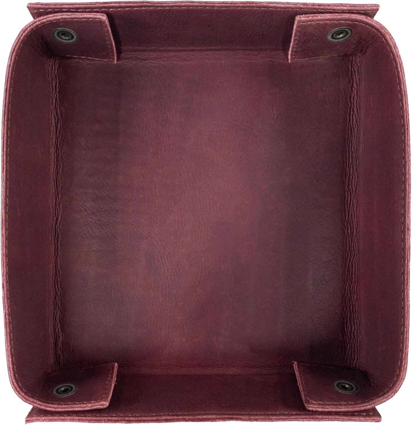 Hide & Drink, Leather Catchall Tray, Easy Access Organizer for Keys, Coins, Change, Jewelry, Watches, Smartphones, Durable, Vintage Style, Handmade :: Bourbon Brown