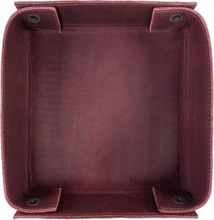 Hide & Drink, Leather Catchall Tray, Easy Access Organizer for Keys, Coins, Change, Jewelry, Watches, Smartphones, Durable, Vintage Style, Handmade :: Bourbon Brown