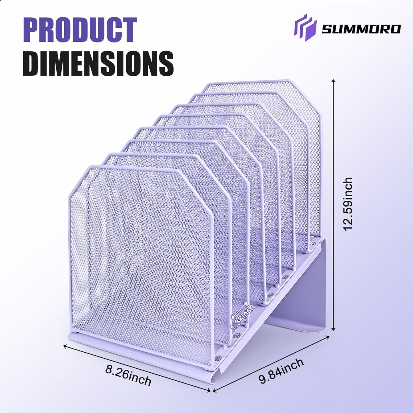 SUMMORO Inclined File Organizer for Desk, 7-Section Vertical File Folder Holder Office Desk Organizer Metal Rack File Wire Mesh Desktop Document Sorter for Office School Classroom Home (Black)