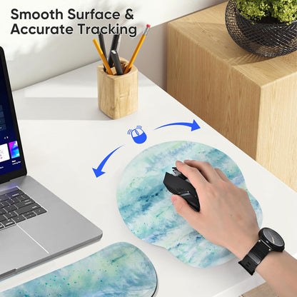 Ergonomic Keyboard Mouse Pad Wrist Rest Support Set for Laptop/Computer/Desktop,Memory Foam Hand Rest Wrist Cushion for Gaming/Office,Lightweight Comfortable & Pain Relief (Flowers)