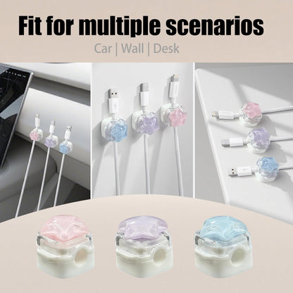 9Pack Magnetic Cable Clips for Nightstand, Adhesive Night-Glowing Cord Holder Organizer for Office Home Desk Wall Car (Star Cat Strawberry)