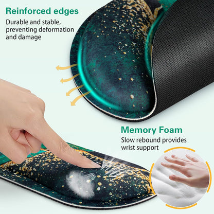 Mouse Pad with Wrist Rest Set, Qomolama 3-in-1 Wrist Support Mouse Pad Set, Floral Gaming Mousepad with Anti-Skid Base,Ergonomic Mouse Pad,Memory Foam Keyboard Gel Wrists Rest