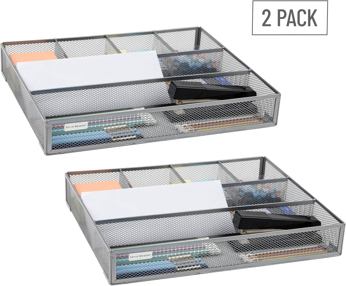 Mind Reader Expandable Mesh Desk Drawer Organizer, Adjustable from 9.25" to 17.125", Office Supply Storage Tray, Makeup Organizer, Black