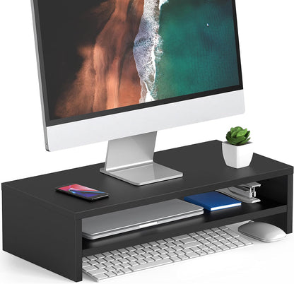 FITUEYES Monitor Stand - 2 Tier Computer Monitor Riser Shelf, Wood Desktop Stand for Laptop Computer Screen, Desk Organization, Office Supplies