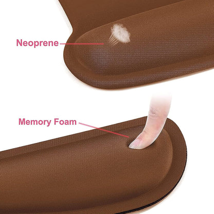 MOSISO Wrist Rest Support for Mouse Pad & Keyboard Set, Ergonomic Mousepad Non-Slip Base Home/Office Pain Relief & Easy Typing Cushion with Neoprene Cloth & Raised Memory Foam, Apricot