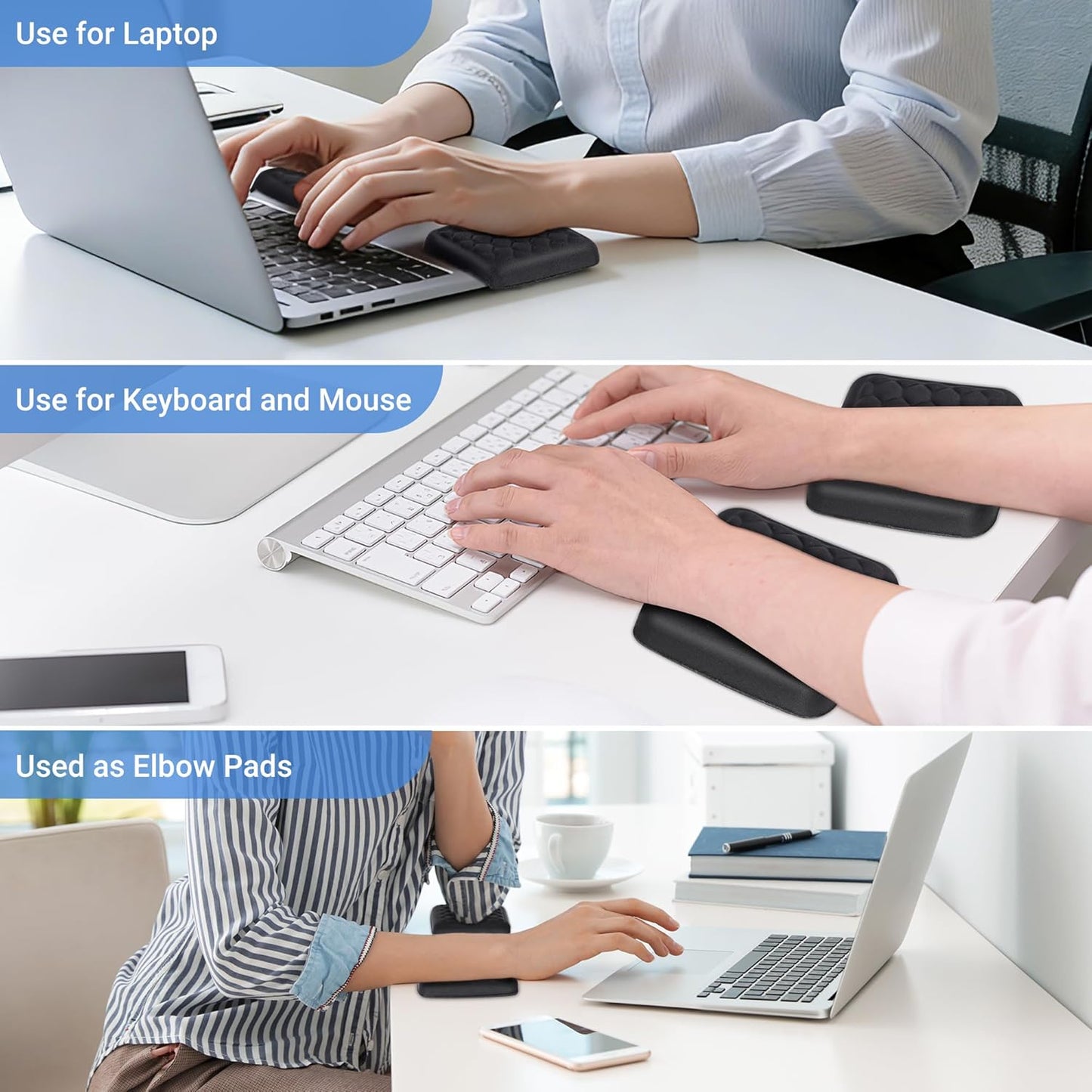 MEKASS Wrist Rest for Laptop, Soft Memory Foam Computer Keyboard Pad with Wrist Support, Relieve Carpal Tunnel Wrist Pain, Wrist Cushion for Typing, Studing, Working (Black)