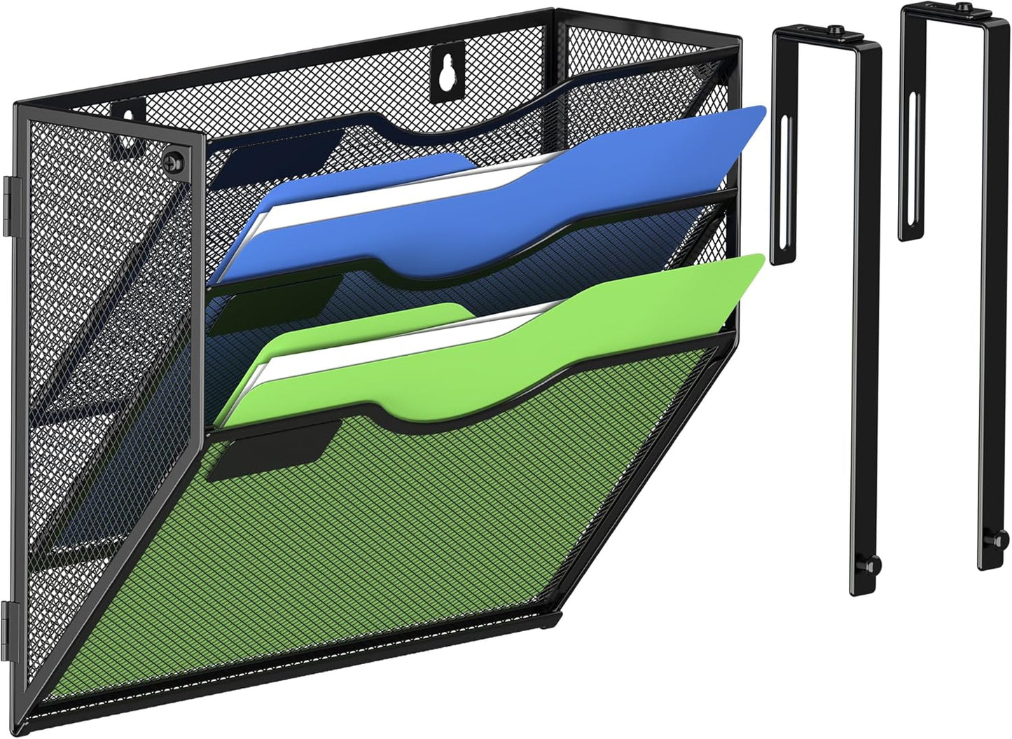Kuntine.B Wall File Organizer Office Hanging Magazine Holder Wall File Organizer for Office Home (Black, 5 Tier)