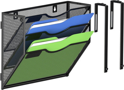 Kuntine.B Wall File Organizer Office Hanging Magazine Holder Wall File Organizer for Office Home (Black, 5 Tier)