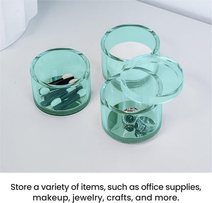 OfficeGoods 3-Tier Stackable Acrylic Holder- Stylish Desk Organizer and Storage for Office or Home – Transparent Round Design with Gold Metal Base