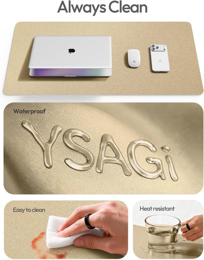 YSAGi Leather Desk Protector, Office Mat, Large Mouse Mat, Non-Slip PU Leather Blotter, Laptop Pad, Waterproof Writing Pad for Office and Home (Light Pink, 23.6" x 13.8") - Colors B