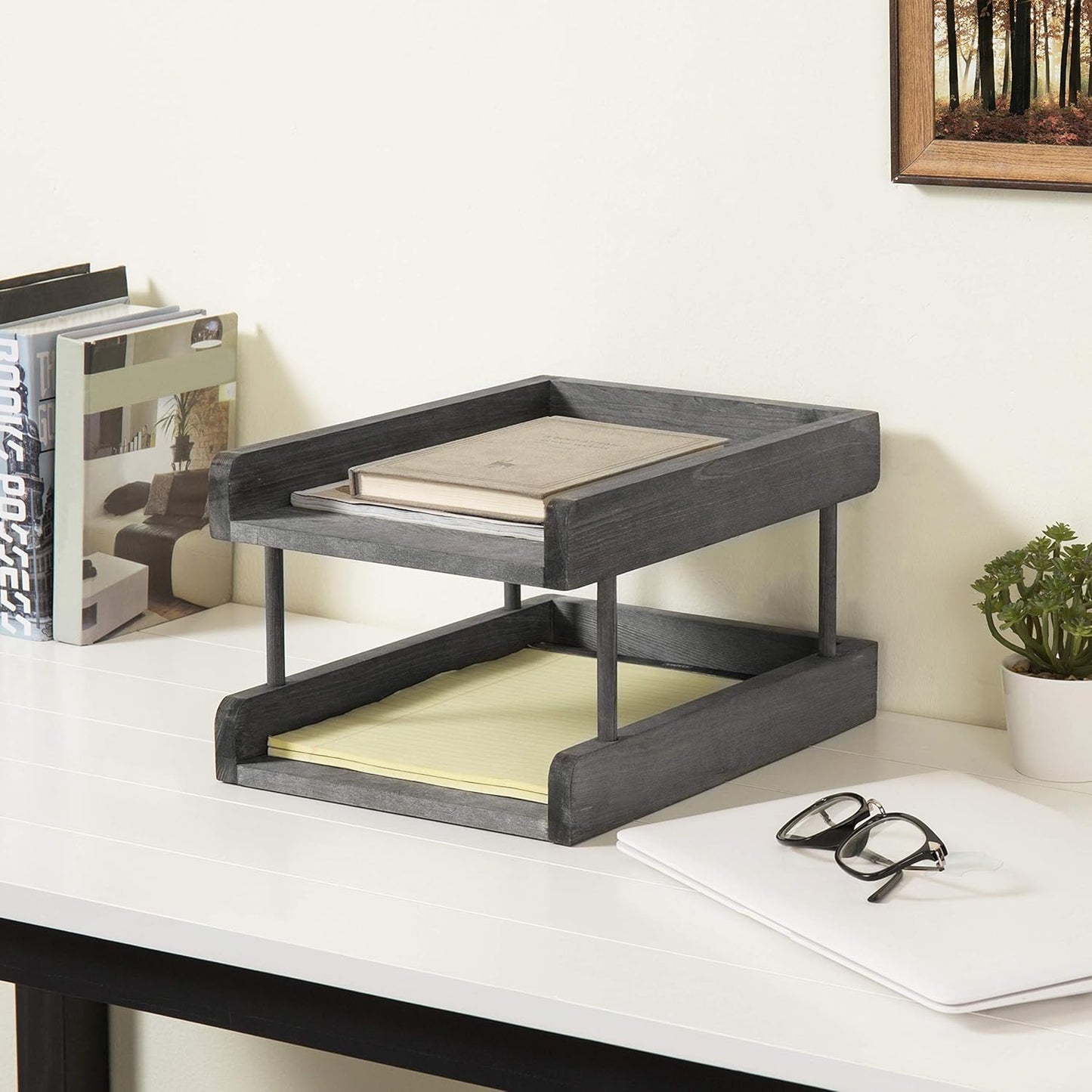 MyGift 2-Tier Premium Clear Acrylic Desk Letter Tray Organizer, A4 Size 2 Tier Document Organizer Desktop File Paper Holder Rack for Home and Office