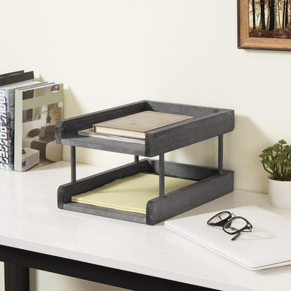 MyGift 2-Tier Premium Clear Acrylic Desk Letter Tray Organizer, A4 Size 2 Tier Document Organizer Desktop File Paper Holder Rack for Home and Office