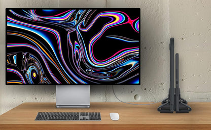Aluminum Dual Vertical Laptop Stand Dock Holder, Supports 2 Devices, Adjustable Slot Width 15-36mm, Space-Saving Upright Storage for MacBook and Laptops