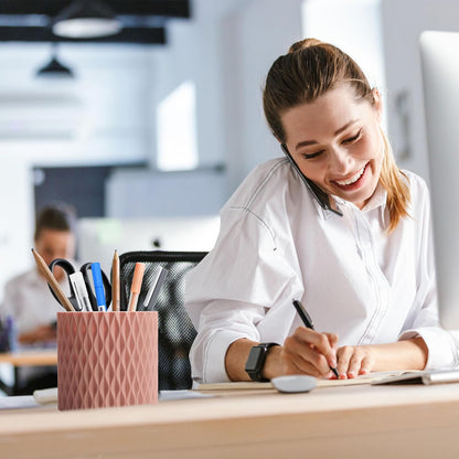 Pencil Holder - 360° Rotation, 5 Slot Desk Supplies For Women Office Aesthetic. Pen Holder For Office&School, Desk Accessories(Blue)