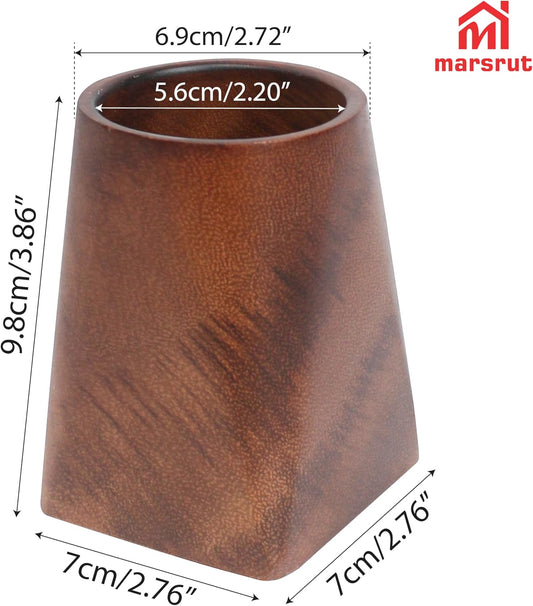 Walnut Pencil Holder, Wooden Desk Pen Holder, 4 Inch Wood Cup Organizer Caddy Stand, Vintage Rustic Box for Desktop Supplies Accessories Makeup Brushes Stationery Men Offices Decoration, Whole Piece