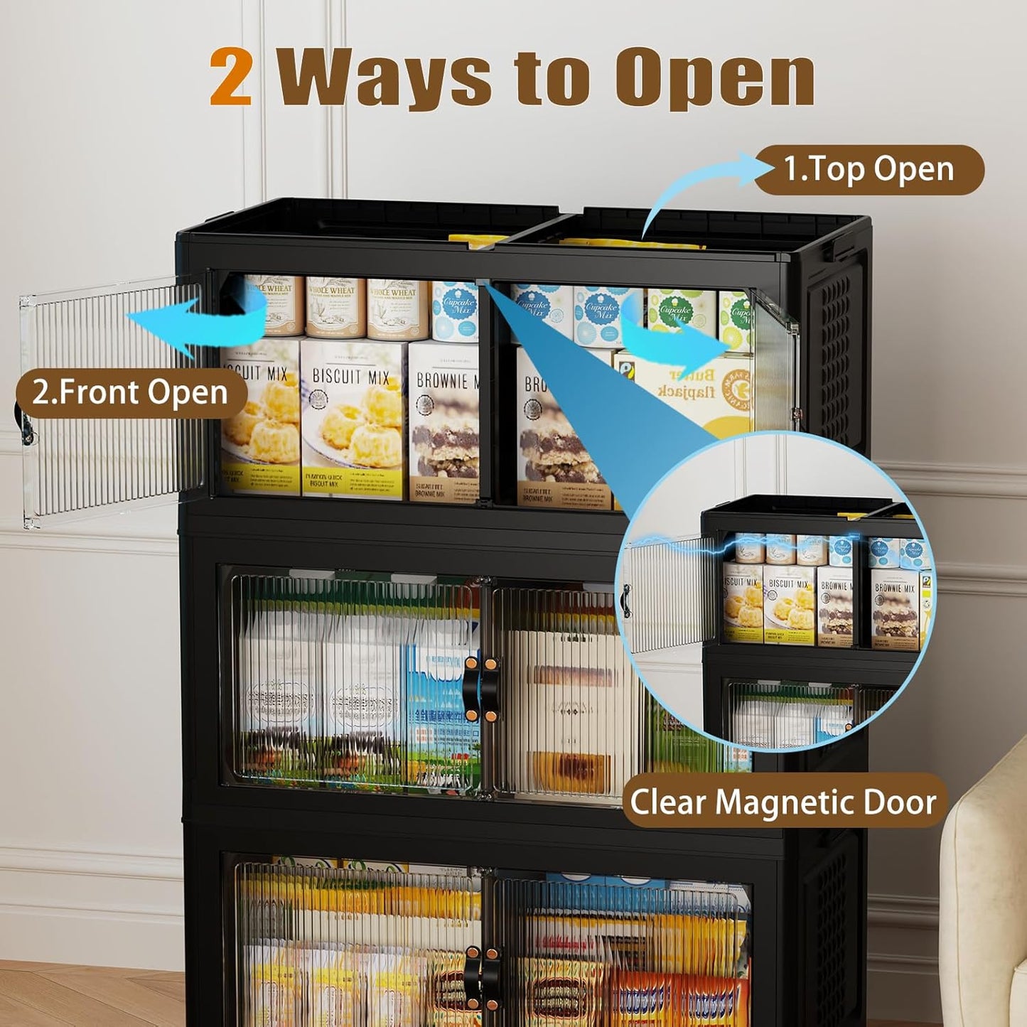 SAILUN 145Gal/580Qt Collapsible & Stackable Storage Bins with Door & a Lid,Perfect for Blanket Storage, Pillow Organizer, Bedroom Closet & Living Room, Black 26" W x 17" D x 71" H